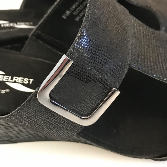 AEROSOLES Wedge Sandals Slip On Black Heel Rest Women’s Size 8.5 - Picture 5 of 16